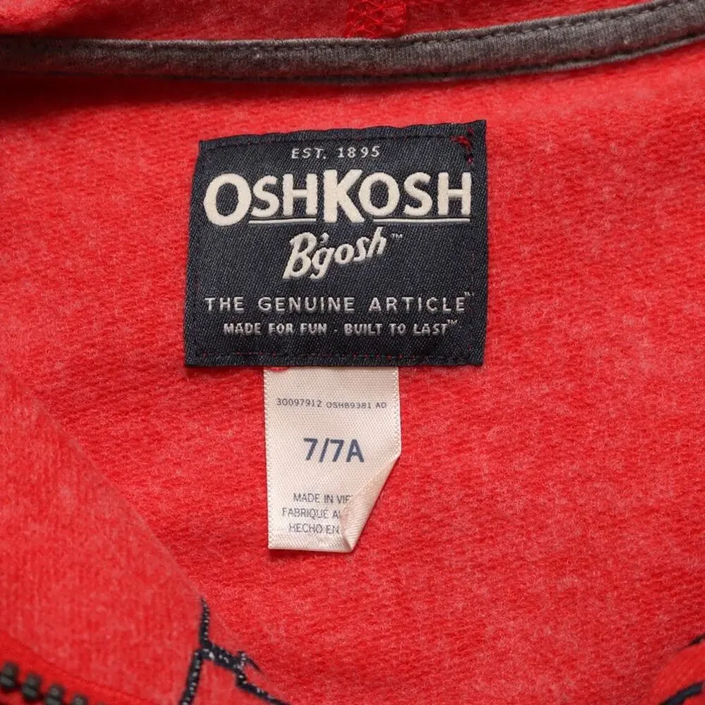4/$20 - Oshkosh Bgosh Boys Red Fleece Full Zip Sweatshirt Hoodie Size 7